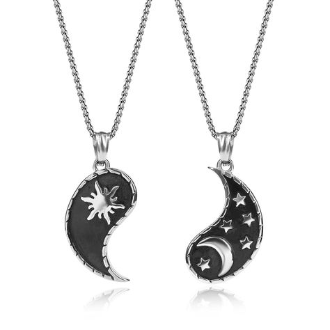 PRICES MAY VARY. Couple pendants: 1*0.67*0.12"(27*17*3mm) stainless steel moon & sun pendants; High-quality stainless steel is lead-free, nickel-free, anti-rust, fade-resistant and easy to maintain The chain of these moon and sun couples necklaces is 18"(45cm) for moon pendant & 22"(55cm) for sun pendant Yin Yang Couple Necklaces: Yin Yang is a symbol describing how seemingly opposite or contrary forces may actually be complementary, interconnected, and interdependent in the natural world, and h Moon And Sun Necklace Couple, Bsf Matching Necklaces, Sun And Moon Necklace Couples, Yin Yang Couple, Bsf Stuff, Dark Gifts, Moon And Sun Necklace, Necklaces For Couples, Sun And Moon Pendant