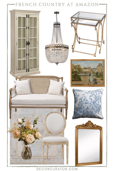 French Country Finds from Amazon for 2023 - Decor Curator Elegant French Country Decorating, French Country Sunroom, French Country Green, Post Decor, French Country Dining Room Decor, Elegant Cottage, 2023 Decor, French Country Dining Room, Country Interior Design