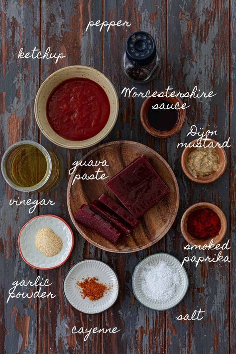 Ingredients to make homemade guava BBQ sauce. Guava Sauce Recipe, Guava Sauce, Guava Bbq Sauce, Savoury Sauces, Themed Meals, Pollo Tropical, Guava Recipes, Worst Food, Homemade Ingredients