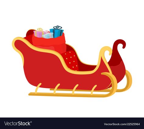 Santa Sleigh Illustration, Sleigh Drawing, Holiday Drawings, Santa Claus Drawing, Santa Cartoon, Gifts Drawing, Cartoon Santa, Santa Bags, Gift Drawing