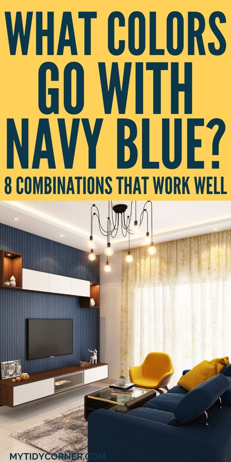 Navy Blue Kitchen Living Room, Accent Color For Navy Blue, Navy Blue And Cognac Living Room, Navy Blue Pallet Colour Palettes, Navy Blue Furniture Living Room, Navy Blue Living Room Color Scheme, Navy Blue And Brown Living Room, Navy And Rust Living Room, Colors That Go With Navy Blue