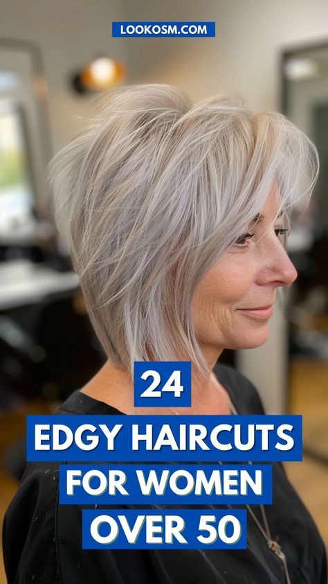 24 Edgy Haircuts for Women Over 50 That Showcase Your Bold Spirit Short Sassy Hair Styles Over 50, Medium To Short Shag Haircuts, Haircut For Long Neck For Women, Over 50 Edgy Hair, Short Razored Haircuts, Short Hairstyles For Women Over 50 Edgy, Edgy Hair Over 50, Hair Styles For Over 50 Women 2024, Easy To Style Bob Haircuts