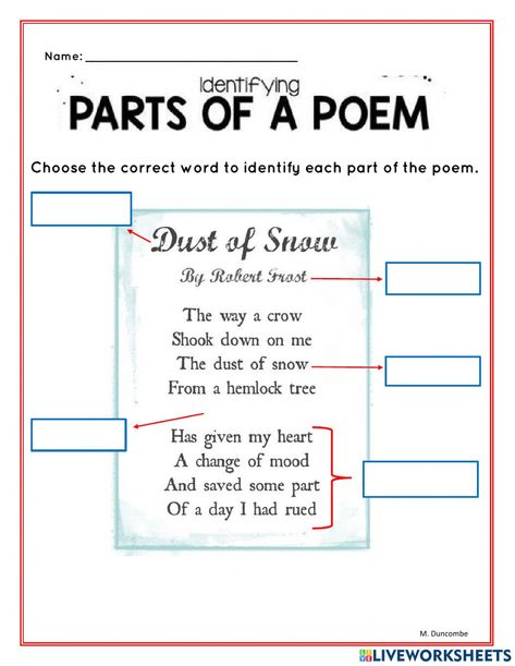 Parts Of A Poem, Poetry Analysis Worksheet, Poem Worksheet, Poetry Elements, Poetry Worksheets, Poem Activities, Simple Poems, Poem Analysis, Poetry Analysis