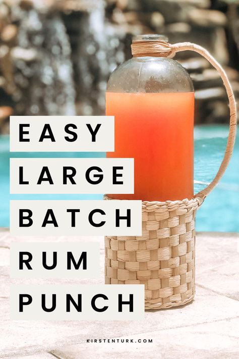 Easy Large Batch Rum Punch Inspired by the Turks and Caicos Carribean Rum Punch, Batch Rum Punch, Rum Runner Recipe, Coconut Rum Punches, Rum Punch Recipe, Drunken Sailor, Batch Cocktail Recipe, Rum Drinks Recipes, Pitcher Drinks