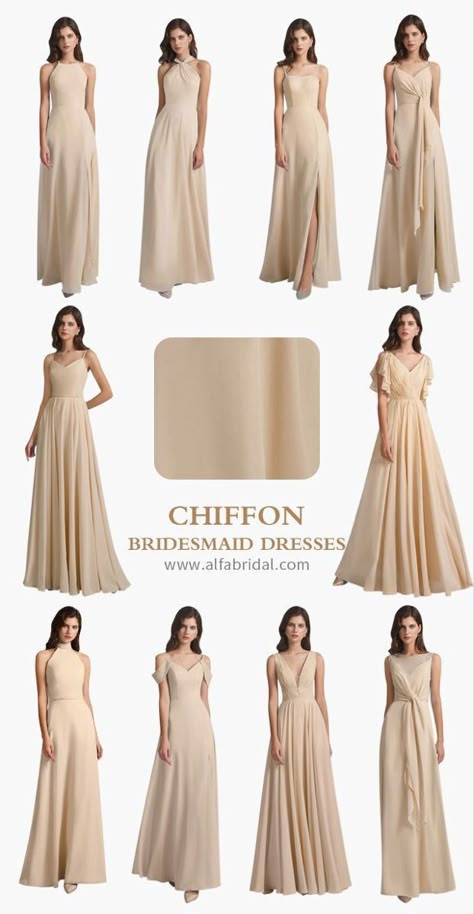 Chiffon Entourage Gown, A-line Bridesmaid Dresses, Champagne Long Gown, Bridesmaid Dresses With Pockets, Chiffon Gown Bridesmaid, Bridesmaid Dress Design Gowns, Simple Dress Bridesmaid, Gown Ideas For Bridesmaid, Bridesmaid Dresses Sleeveless