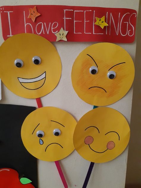 Crafts For Feelings Preschool, My Feelings Art Preschool, Feelings Craft For Preschoolers, Emotion Activities For Preschool Crafts, Feelings Corner For Kids, Kindergarden Activities Art, Feelings Activities Kindergarten, Feelings Crafts For Preschoolers, Feelings Kindergarten