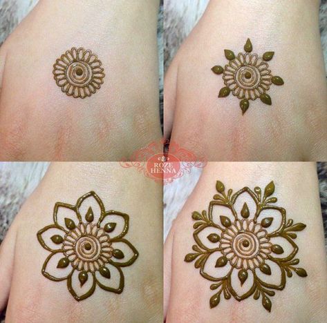 Easy Henna Step By Step, Henna Designs Simple Step By Step, Beginner Mehndi Designs Simple, Step By Step Mehendi Design, Easy Eid Henna Designs, Easy Mehendi Designs Step By Step, Mehendi Flower Designs Simple, Henna For Small Hands, Henna Designs For Feet Simple