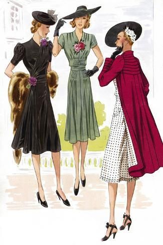 size: 12x8in Photo: fashion, 1930s, ladie's fashion, elegant fashion, 20th century, historic, historical, clothes, dres : French 1930s Fashion, 1930s Fashion Catalog, 1930a Fashion, 1930s Womens Workwear, 1930s Hollywood Fashion, French Aristocracy Fashion, 1940s Wartime Fashion, Vintage Womens Fashion 1950s, 1920s Female Fashion