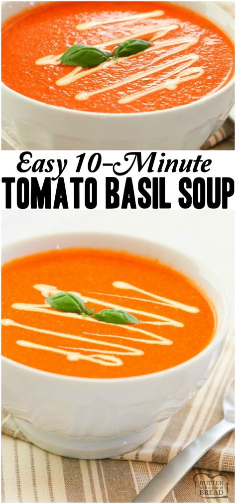 Homemade Tomato Basil Soup, Basil Soup Recipe, Basil Butter, Homemade Tomato Soup Recipe, Fresh Tomato Soup, Tomato Basil Soup Recipe, Creamy Tomato Basil Soup, Tomato Soup Easy, Tomato Soup Homemade