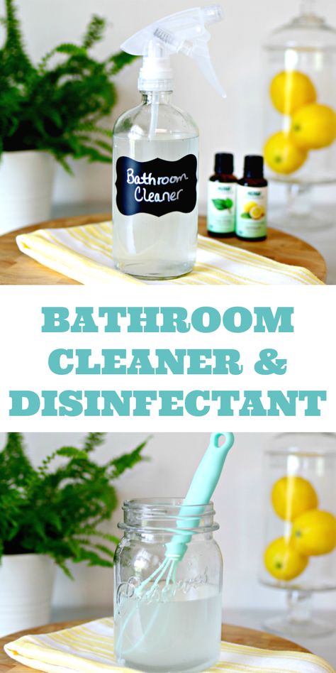 This DIY Bathroom Cleaner Disinfectant Spray is easy to make using some items you may already have in your kitchen, and it will leave your bathroom sparkling clean! via @Mom4Real Diy Bathroom Cleaner, Deep Cleaning Hacks, Cleaning Painted Walls, Disinfectant Spray, Deep Cleaning Tips, Homemade Cleaning Products, Natural Cleaners, Safe Cleaning Products, Bathroom Cleaner