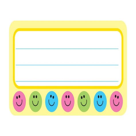 Our Smile Nametags are self-adhesive and come 36 to a pack. Each nametag is 1 5/8" x 3 1/4" and they are lined, so no more writing downhill! They're great for field trips, desk tags, cubby markers, address labels and much more! Daycare Classroom Setup, Preschool Name Tags, Preppy Names, Cubby Tags, Classroom Name Tags, Desk Tags, Daycare Classroom, Preschool Names, Parent Night