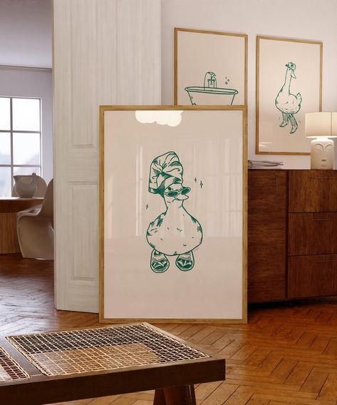 Set of 3 Bath Duck Green Prints Retro Bathroom Prints Vintage Art Bathroom Wall Art Duck Poster Trendy Wall Art Digital Download - Etsy UK Duck Poster, Cool Duck, Bath Duck, Green Poster, Poster Green, Bathroom Posters, Duck Print, Vintage Duck, Retro Kunst