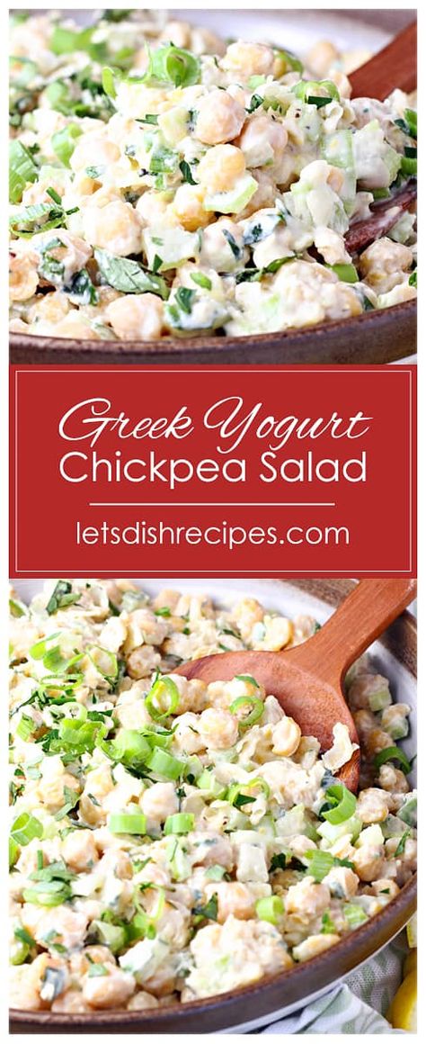 Chicken Chickpea Salad Recipe, Chic Pea Salad, Greek Yogurt Recipes Healthy, Yogurt Recipes Healthy, Garbanzo Beans Salad, Winter Salads, Greek Chickpea Salad, Greek Yogurt Dressing, Pea Salad Recipes