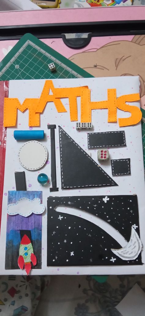 Maths ideas diy handmade file cover project File Cover Design Handmade, Math Project File Cover Ideas, Handmade File Cover Design, First Page Of Project Maths, Handmade Project File Cover Designs, Maths File Cover Decoration, Cover Ideas For Project, Maths Portfolio Cover Page, Project File Cover Ideas Handmade Sheet