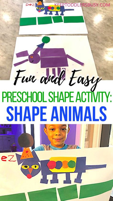 Easy Preschool Shape Activities: Shape Animals Preschool Shape Activities, Shape Sorting Activities, Shape Animals, Shape Activities, Shape Activities Preschool, Butterflies Activities, Activity For Preschoolers, Teaching Shapes, Awesome Crafts