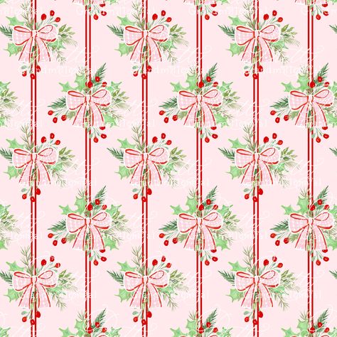 Bows Pattern, Christmas Berries, Bow Wallpaper, Christmas Stationery, Christmas Inspo, Bow Pattern, Christmas Mood, Christmas Bows, Christmas Aesthetic