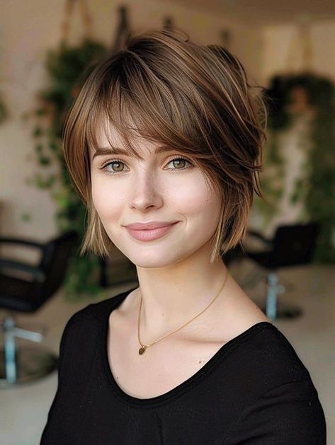 Stylish Short Haircuts with Curtain Bangs – Trendy Looks for All Face Shapes Pixie Bob Haircut With Bangs, Short Haircuts With Curtain Bangs, Trendy Bob Haircuts, Square Face Short Hair, Haircuts With Curtain Bangs, Pixie Haircut With Bangs, Brunette Pixie Cut, Long Face Haircuts, Longer Pixie Haircut