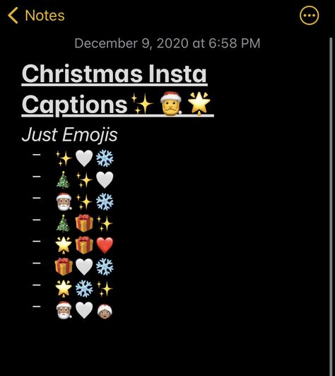 Best Aesthetic Christmas Instagram Captions with just Emojis Cute Christmas Emojis, Captions With Emojis Instagram, Christmas Instagram Aesthetic, Aesthetic Christmas Captions, Christmas Bios For Instagram, Christmas Bio Ideas, Christmas Snapchat Friend Emojis, Christmas Selfie Captions, Christmas Emojis Aesthetic