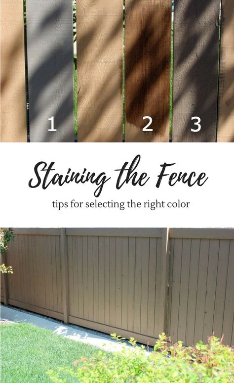 Do you have a hideous orange fence? I couldn't stand ours and transformed it using a new grey-brown stain color. Come see how it looks now and get tips for selecting the right stain color. Cedar Fence Stain, Painted Wood Fence, Staining Wood Fence, Fence Paint Colours, Grey Fences, Wood Fence Design, Fence Stain, House Shutters, Pintura Exterior