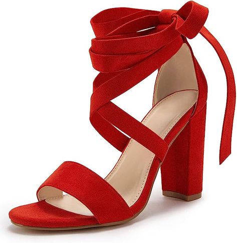 Sandals Chunky, High Heeled Sandals, Strappy Pumps, Lace Up High Heels, Ankle Strap High Heels, Shoes Sandals Heels, Chunky Heels Sandals, Chunky Block Heels, Pump Dress