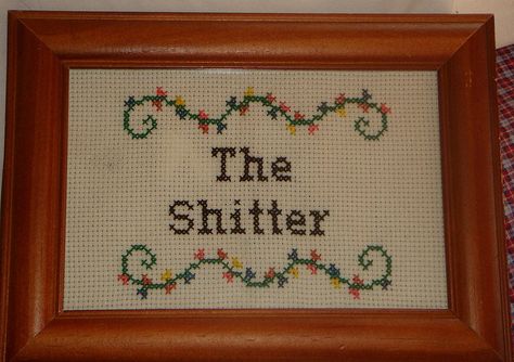 Oddities Cross Stitch, Bathroom Cross Stitch, Snitches Get Stitches, Funny Embroidery, Cross Stitch Quotes, Cross Stitch Fonts, Cross Stitch Boards, Subversive Cross Stitch, Funny Decor