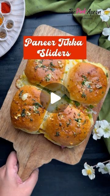 Jalpa Gada on Instagram: "PANEER TIKKA SLIDERS 🍔 🍔   Spice up your day with these mouthwatering Paneer Tikka Sliders! A perfect blend of flavors in every bite !!!   Sliders, party snacks, paneer recipes, quick snacks , paneer tikka" Sliders Party, Spicy Snacks Recipes, Tandoori Masala, Pani Puri, Paneer Tikka, Vegetarian Fast Food, Tastemade Recipes, Indian Cooking Recipes, Sweet Dishes Recipes