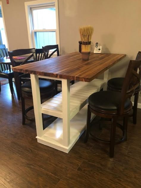 Kitchen Island With Seating Storage Butcher Block Table | Etsy Rustic Kitchen Island With Seating, Kitchen Island Table Combo, Kitchen Table With Storage, Wooden Kitchen Island, Kitchen Island Furniture, Pallet Kitchen Island, Island Furniture, Narrow Kitchen Island, Custom Butcher Block