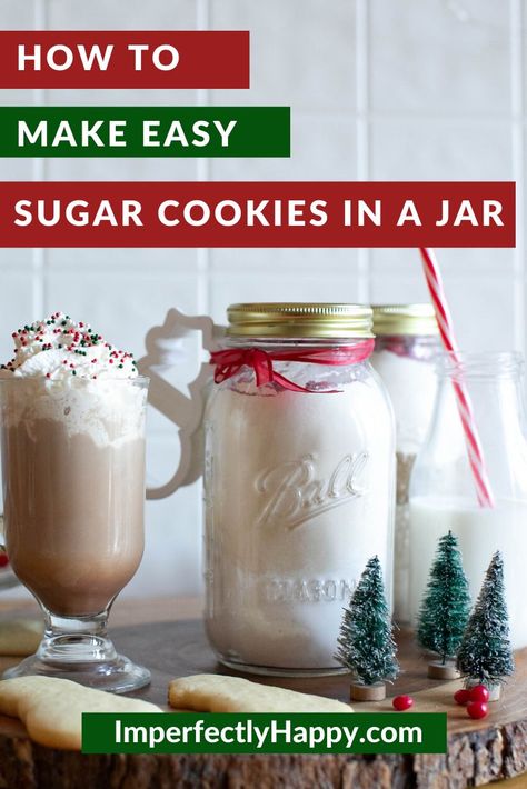 Sugar Cookies in a Jar Recipe with Free Printable Gift Tag & Instructions. An easy and inexpensive DIY Christmas gift everyone will love. #christmas #masonjars #giftsinjars #cookieinjar #jarrecipes #diychristmas #cheapgifts Sugar Cookie In A Jar Recipe, Cookies In A Jar Recipe, Cookie Mix In A Jar Recipe, Mason Jar Gifts Recipes, Mason Jar Cookie Recipes, Diy Sugar Cookies, Cookies In A Jar, Mason Jar Recipe, Mason Jar Cookies