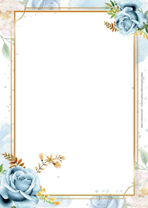 Invation Card Background Blue, White And Blue Wedding Invitations, Invitation Background Birthday, Blank Invitation Card Design, Wedding Card Background, Blue And White Background, Flower Background Design, Invitation Frames, Wedding Card Frames