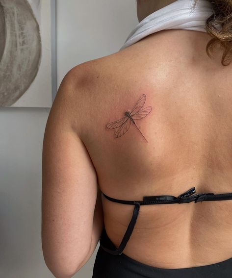 Dragonfly Tattoo Design, Flower Tattoo Back, Fine Line Tattoo, Dragonfly Tattoo, Line Tattoo, Line Work Tattoo, Back Tattoo Women, Dragon Fly, Rib Tattoo