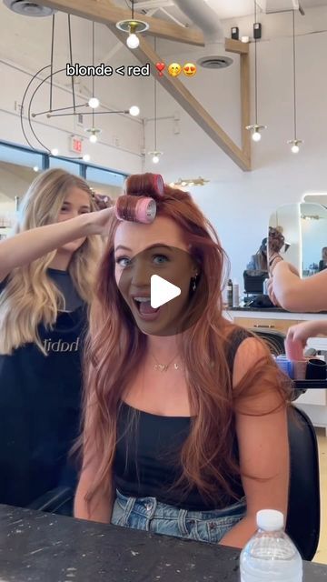 Chrissy Ellingson Rasmussen on Instagram: "@sarah_bee’s blonde to red transformation NOW available on our @habiteducation app! Download today! Link in bio! Our forever red inspo @julia.hatchh Sarah wearing one row of @habithairx hidden wefts in Pumpkin Spice // habithairx.com 💫 #habithiddenextensions Give your clients the extensions & color they want! Get certified in our method today! #hairby_chrissy #habiteducation #habiteducationapp" Blonde To Red Transformation, Forever Red, The Row, Blonde, Bee, Red, Beauty, How To Wear, Color