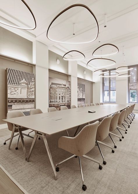 The redesigned Amsterdam offices for Richemont, which span three canal houses, incorporate Kvadrat rugs and wall coverings and furniture upholstered with Kvadrat textiles. These elements are specified to match the colour concept by M+R architects, which builds on historical research into the site. Kanon and Wire Gentle, the Kvadrat rugs, feature on the parquet floors in the conference rooms on the first floor. Meanwhile, Canvas and Remix are used for durable acoustic wall coverings and Zeitrau Meeting Room Design, Amsterdam Houses, Canal House, Office Floor, Acoustic Wall, M R, Room Flooring, Autodesk 3ds Max, Adobe Indesign