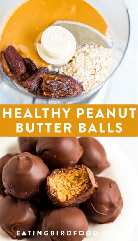 Healthy Peanut Butter Balls, Dates Chocolate, Cheesecake Vegan, Chocolate And Coconut, Peanut Butter Oats, Butter Balls, Dessert Aux Fruits, Desserts Vegan, Healthy Peanut Butter