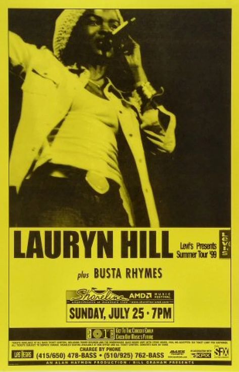 2000s Concert Poster, H.e.r. Poster, Rnb Poster Graphic Design, Lauren Hill Wallpaper, R And B Poster, Lauren Hill Poster, Ms Lauryn Hill Poster, Lauryn Hill Black And White, R&b Poster