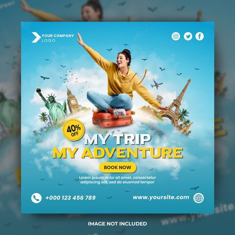 Travel Advertising Design, Travel Brochure Design, Travel Creative, Ads Creative Advertising Ideas, Creative Banners, Travel Advertising, Banner Design Inspiration, Graphic Design Brochure, Social Media Advertising Design