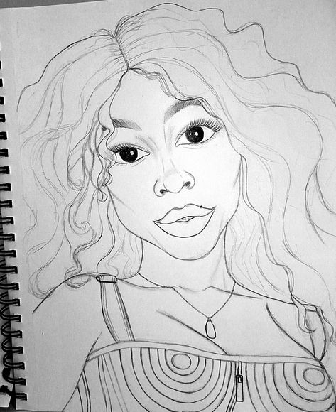 A drawing of SZA (the artist) Sza Drawing Pencil Art, Sza Singer Drawing, Sza Fanart, Sza Singer, Tim Burton Style, Pencil Portrait, Drawing Tips, Pencil Art, Tim Burton