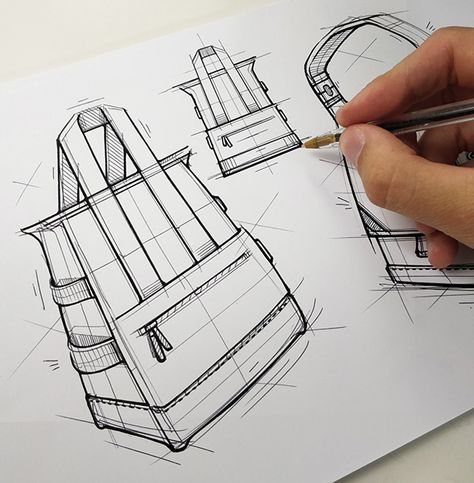 Mechanical Drawings, Accessories Design Sketch, Design Sketching, Drawing Styles, Bag Illustration, Technical Design, Sacs Design, Drawing Bag, Object Drawing