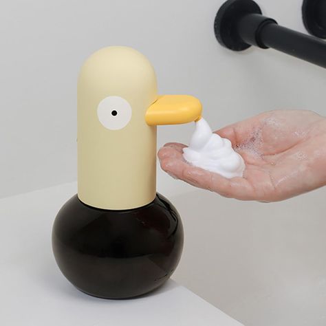 PRICES MAY VARY. 【Fun Time Washing Hands】- Super cute cartoon big-eye duck designed foam soap dispenser is easy to catch children’s eye and encourage them to wash hands with bubbles every time, which will make the routine work fun and interesting 【Works Awesome】- The hand-free duck foaming soap dispenser is designed with precise PIR sensor detection technology, so sensitive that once put your hands under the sensor, it dispenses a good amount of foam soap in seconds; Press the button behind the Retro Soap Dispenser, Quirky Soap Dispenser, Kitchen Soap Dispenser Ideas, Soap Dispenser Design, Foaming Hand Soap Dispenser, Routine Work, Quirky Bathroom, Foaming Soap, Work Fun