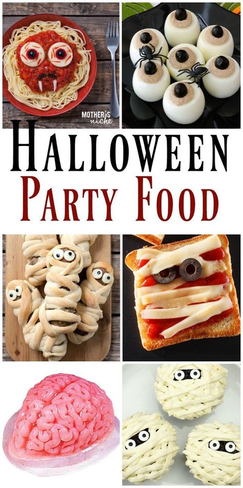 What a fun Halloween dinner tradition, PLUS SUPER easy Halloween food ideas and a funny printable menu Halloween Themed Party Food, Easy Halloween Food Ideas, Halloween Themed Appetizers, Halloween Food Ideas, Halloween Party Food, Halloween Food Appetizers, Hallowen Ideas, Easy Halloween Food, Halloween Appetizers