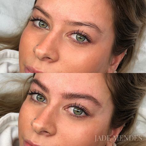 Fluffy natural hairstroke microblading brows before and after tattoo Fluffy Brows Microblading, Hybrid Brows Before And After, Microblading Before And After, Nano Brows Before And After, Before And After Tattoo, After Tattoo, Fluffy Brows, Brow Tattoo, Bold Makeup Looks