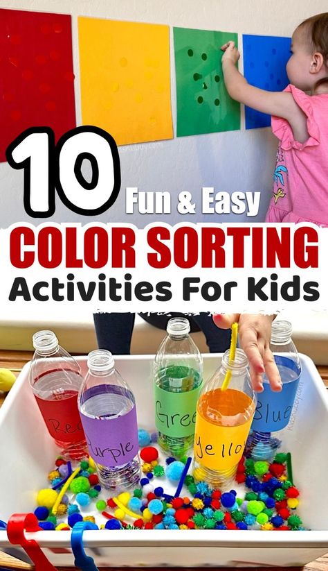 Sorting Activities For Toddlers, Learning Colors Activities, Color Activities For Toddlers, Preschool Color Activities, Color Sorting Activities, Montessori Toddler Activities, Preschool Colors, Sorting Games, Baby Learning Activities