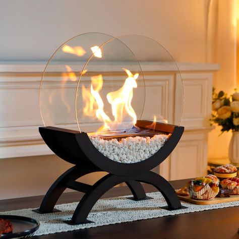 PRICES MAY VARY. 🔥【ROUND GLASS BIO ETHANOL VENTLESS FIREPLACE】- Fueled by smokeless, odorless,clean burning Bio Ethanol (not included),this ventless real flame fireplace doesn’t require a chimney, and is an excellent decorative, functional piece for any room of the house. Enjoy the ambiance of real fire without the inconvenience of melting wax, smoke, soot, and ash. Prop it indoor or outdoor, on your dinner table, party table or your coffee table-the possibilities are endless! 🔥【TIMELESS DESIG Tabletop Fire Bowl, Portable Fireplace, Ventless Fireplace, Tabletop Fireplaces, Indoor Outdoor Patio, Outdoor Fireplace Patio, Ethanol Fireplace, Patio Party, Stove Fireplace