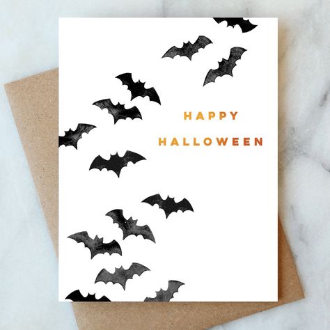 A2 (4.25" x 5.5") Brown kraft envelope blank inside Goodbye And Good Luck, Bats Flying, Fall Greeting Cards, Sparkler Candles, Bats Halloween, Halloween Cards Handmade, Holiday Box, Planner Art, Halloween Greeting Card