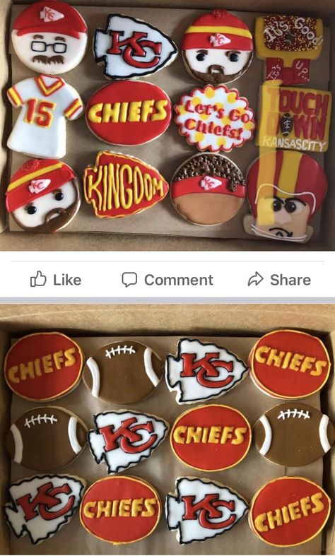 Chiefs Themed Desserts, Kc Chiefs Superbowl Food, Cheifs Superbowl Party, Kc Chiefs Sugar Cookies, Chiefs Football Cookies, Kc Chiefs Cake Pops, Patrick Mahomes Cookies, Kc Chiefs Charcuterie Board, Kc Chiefs Desserts