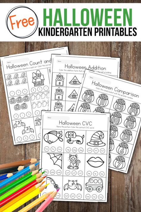 September is coming to an end which means Halloween is just around the corner. Grab our Halloween kindergarten worksheets to add to your October lesson plans. Halloween Math Kindergarten, Halloween Worksheets Kindergarten, Halloween Worksheets Free, October Lesson Plans, Halloween Kindergarten Activities, Halloween Math Worksheets, October Lessons, Kindergarten Halloween, Free Kindergarten Printables