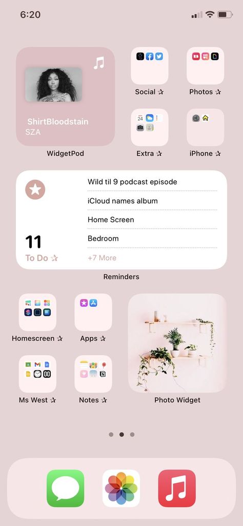 Cute Home Screen Organization, Iphone Phone Organization, Iphone 13 Mini Wallpaper Aesthetic, Iphone 13 Apps Organize, Iphone 13 Mini Home Screen, Organising Iphone Home Screen, Iphone Layout Inspiration, Iphone 15 Home Screen Layout, Aethetistic Wallpaper