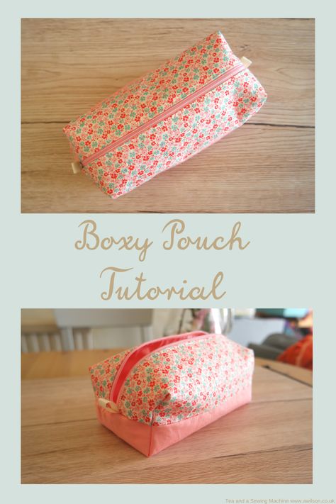 Boxy Pouch Tutorial - Make Up Pouches, Cosmetic Bag Tutorial, Boxy Pouch, Handbag Sewing Patterns, Boxy Bags, Pouch Sewing, Zipper Pouch Tutorial, Pouch Tutorial, Bag Pattern Free