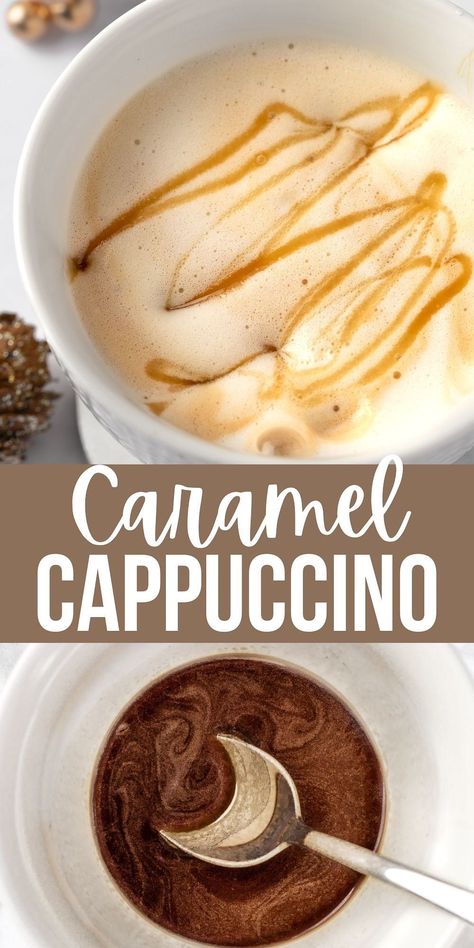 Capachino Recipe, Caramel Cappuccino Recipe, Cappuccino Mix Recipe, Salted Caramel Cappuccino, Coffee Machine Recipes, Expresso Recipes, Starbucks Salted Caramel Mocha, Speciality Coffee Recipes, Warm Drinks Recipes