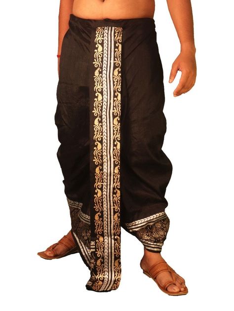 Mens black Block printing dhoti by kaanve on Etsy Dhoti Mens, Dhoti For Men, Genie Costume, Cultural Clothing, Latest Model Blouse Designs, Migrant Worker, Blouse Models, Indian Ethnic Wear, Block Printing