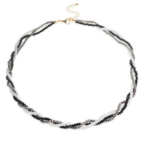 PRICES MAY VARY. Trendy triple layered twisted gemstone necklace, simple and elegant, with three-color statement crystal chain, a sparkly handmade black white and silver natural stone beads choker, suitable to show your charm in this summer. Delicate sparkly crystal choker, circumference approximately 10 inches, adjustable to 14 inches, perfect for stacking, a graceful accessory for daily wearing, special holiday party, music festivals, etc. Gorgeous triple twisted y2k natural stone necklace, gr Black Seed Bead Necklace, Dainty Beaded Necklace, Choker Patterns, Easy Necklace, Kalung Manik-manik, Twisted Necklace, Silver Beaded Necklace, Beads Choker, Layered Choker Necklace